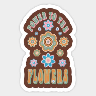 Power To The Flowers Vintage Message Sticker